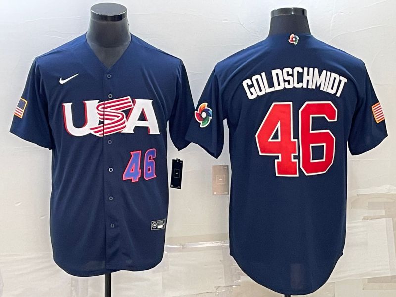 Men 2023 World Cub USA #46 Goldschmidt Blue Nike MLB Jersey5->more jerseys->MLB Jersey